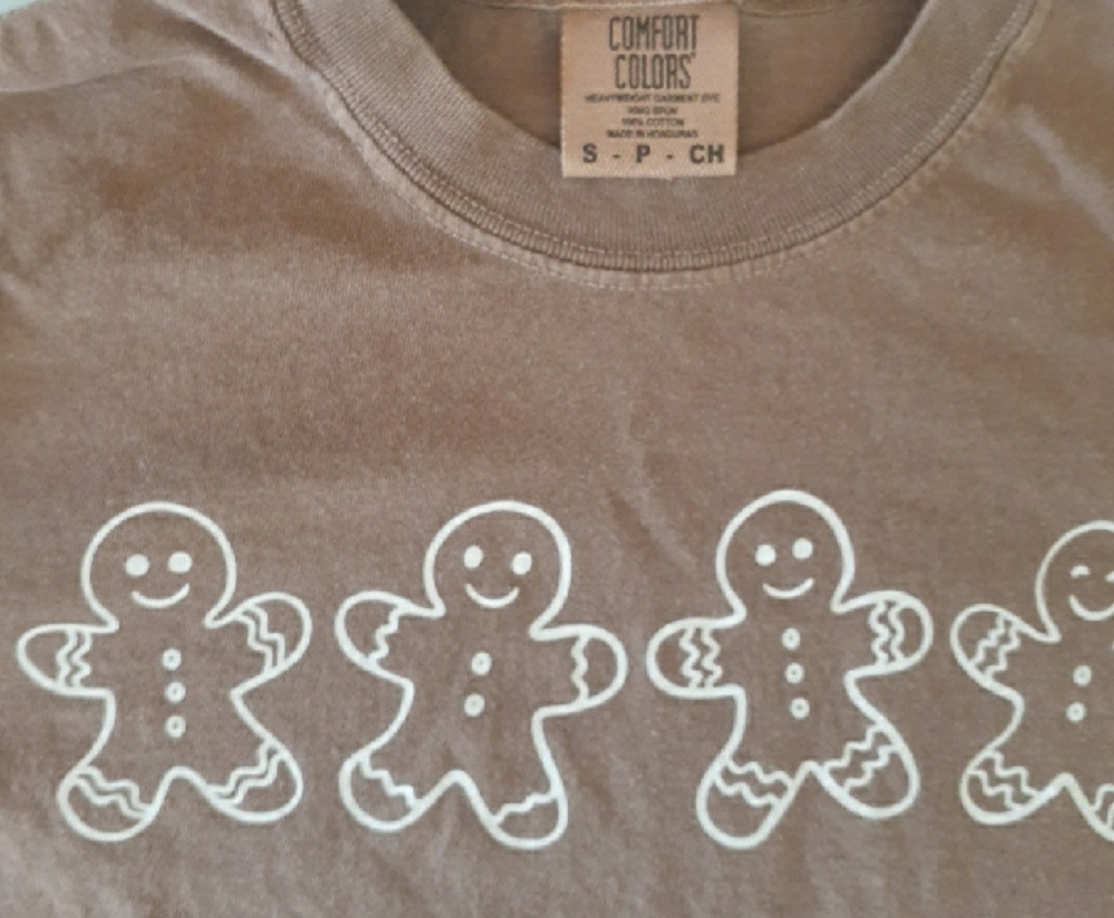 Brown Short Sleeve TeeGingerbread Men Design